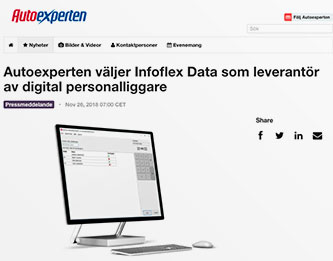 Autoexperten väljer personalliggare från Infoflex Data