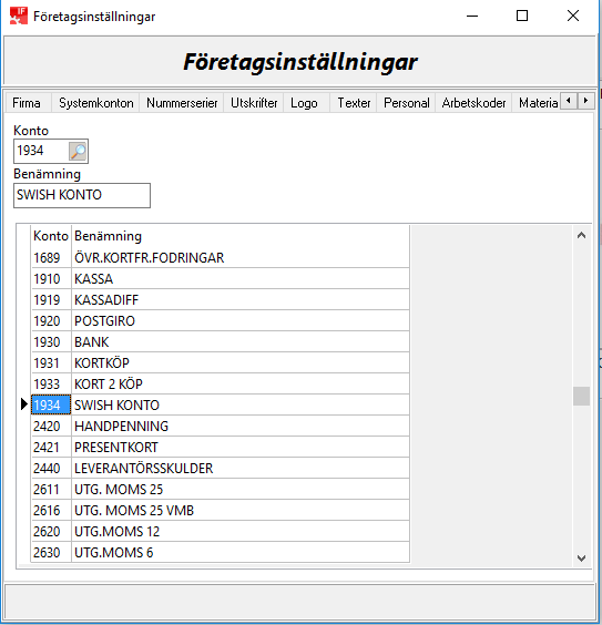 Nyupplägg/ändring av konton