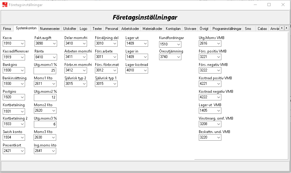 Registrering av systemkonton 